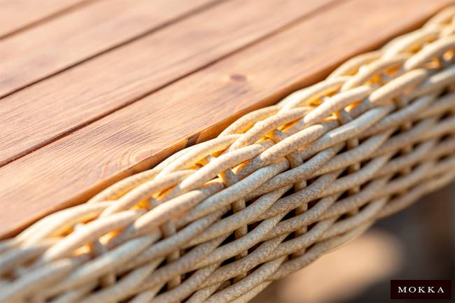 MOKKA BELLA стол прямоугольный с деревянной столешницей, соломенный