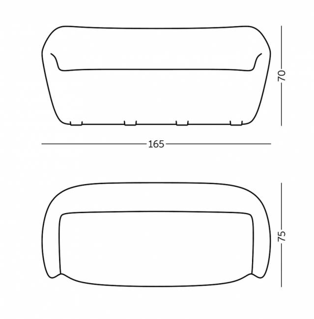 Диван пластиковый двухместный Reborn Standard темно-синий 1180х800х700 мм