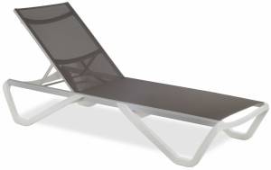 Шезлонг-лежак металлический Wave белый, тортора 1910х715х300 мм
