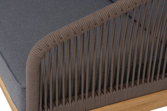 "Канны" диван 2-местный плетеный из роупа, основание дуб, роуп коричневый круглый, ткань темно-серая 027 NEW "Канны" диван 2-местный плетеный из роупа, основание дуб, роуп коричневый круглый, ткань темно-серая 027 NEW