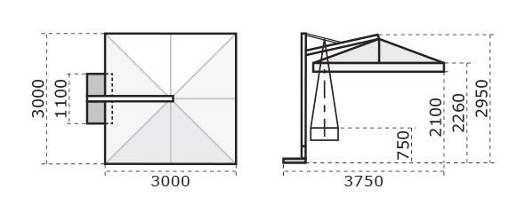 Зонт профессиональный 3х3 м Galileo Dark антрацит, серо-коричневый 3000х3000 мм