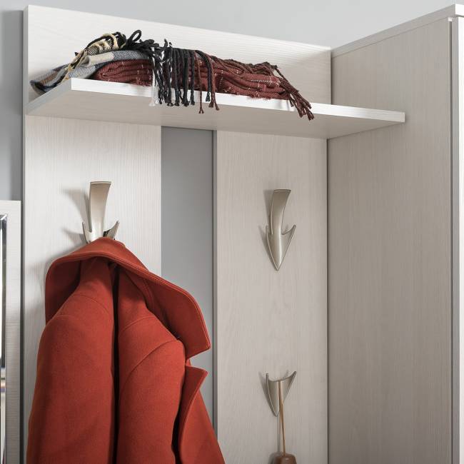 Три тумбы с вешалками для верхней одежды Ника цвет ясень анкор светлый Три тумбы с вешалками для верхней одежды Ника цвет ясень анкор светлый