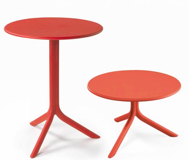 Стол пластиковый обеденный Spritz + Spritz Mini коралловый Ø605х400-765 мм