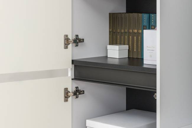 Сидней комплектация № 24 цвет белый/чёрный/фасады МДФ белый глянец Сидней комплектация № 24 цвет белый/чёрный/фасады МДФ белый глянец