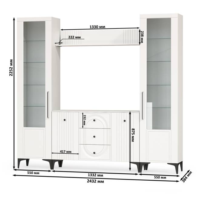 Стенка для аппаратуры Валенсия № 100 цвет белый шагрень Стенка для аппаратуры Валенсия № 100 цвет белый шагрень