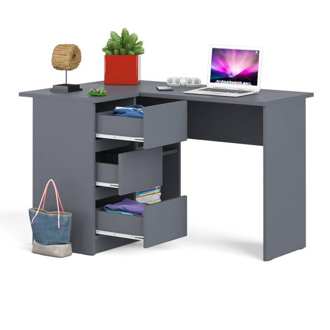 Угловой компьютерный стол Мори МС-16 левый цвет графит