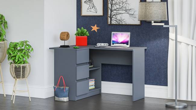 Угловой компьютерный стол Мори МС-16 левый цвет графит