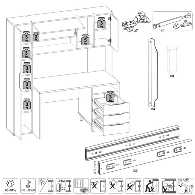 Стол рабочий Комфорт 12.95N цвет тёмно-серый/белый премиум Стол рабочий Комфорт 12.95N цвет тёмно-серый/белый премиум