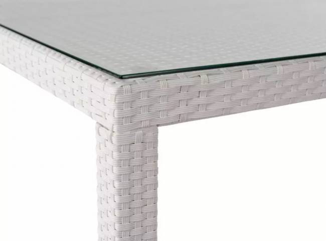 Стол садовый плетеный из искусственного ротанга MILANO 150 см белый