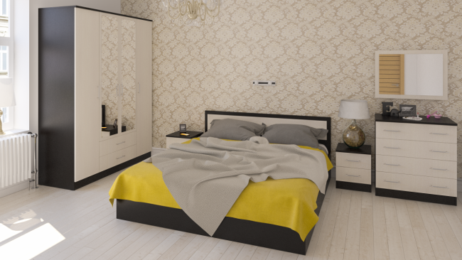 Кровать 1800 с тумбой Фиеста цвет венге/дуб лоредо Кровать 1800 с тумбой Фиеста цвет венге/дуб лоредо