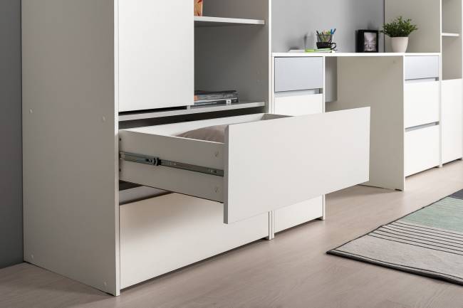 Стол рабочий со шкафом для одежды Торонто цвет белый шагрень/стальной серый Стол рабочий со шкафом для одежды Торонто цвет белый шагрень/стальной серый