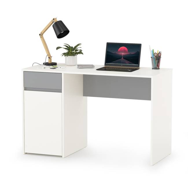 Стол рабочий со шкафом для одежды Торонто цвет белый шагрень/стальной серый Стол рабочий со шкафом для одежды Торонто цвет белый шагрень/стальной серый