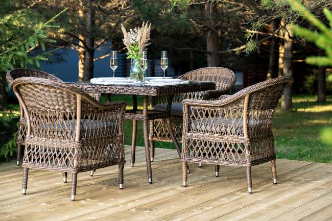 "Сицилия" обеденная группа плетеная, цвет коричневый "Сицилия" обеденная группа плетеная, цвет коричневый