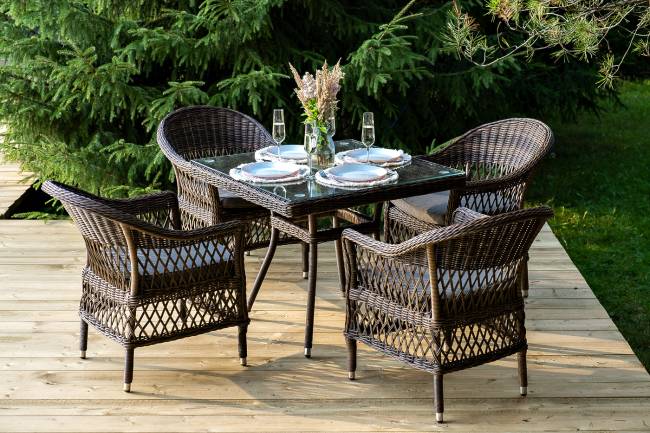 "Сицилия" обеденная группа плетеная, цвет коричневый "Сицилия" обеденная группа плетеная, цвет коричневый