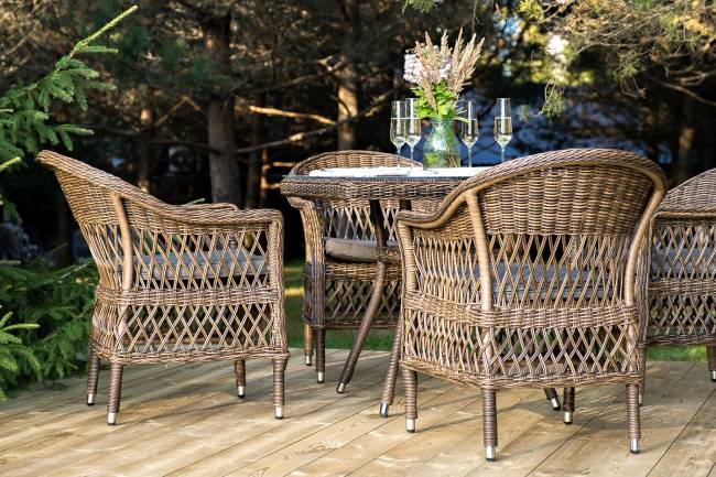 "Сицилия" обеденная группа плетеная, цвет коричневый "Сицилия" обеденная группа плетеная, цвет коричневый