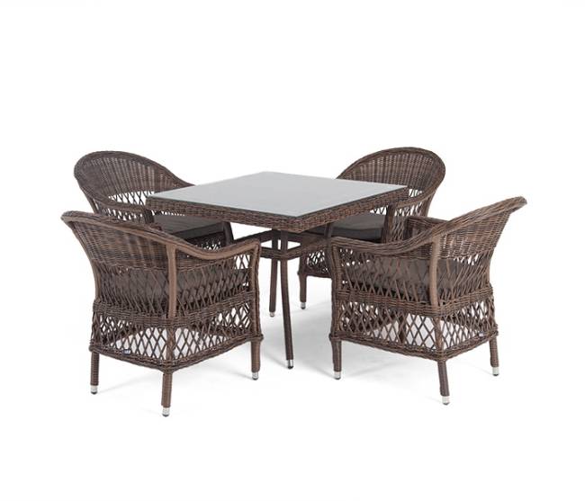 "Сицилия" обеденная группа плетеная, цвет коричневый "Сицилия" обеденная группа плетеная, цвет коричневый