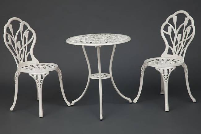 Комплект Secret de Maison Waltz of Flowers/Вальс Цветов (стол+2 стула) алюминиевый сплав, D60/H67, 52х40х89см, античный белый butter white алюминиевый сплав