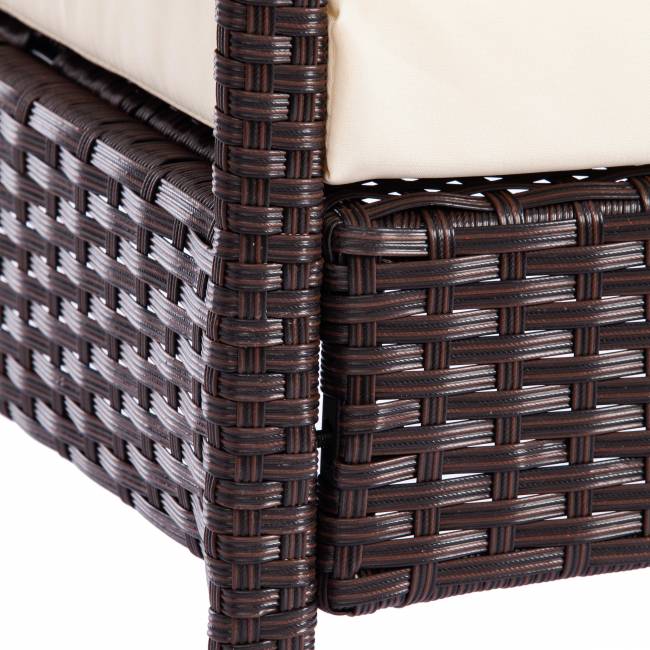 Лаундж сет [диван+2кресла+столик+подушки] (мод.210000) пластиковый ротанг, 107х60х73см/58х60х72,5см/75х40.5х37,5, коричневый, ткань DB-02 бежевый коричневый, ткань: DB-02 бежевый пластиковый ротанг