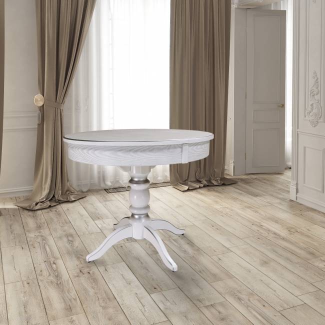 Стол обеденный Фидея 4 раздвижной белый/серебро 90/130*90 Стол обеденный Фидея 4 раздвижной белый/серебро 90/130*90