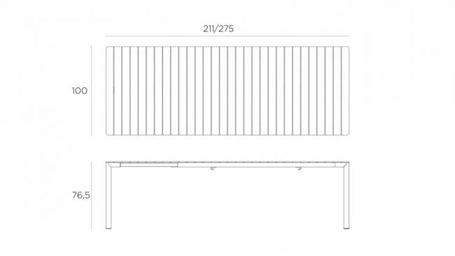 Стол пластиковый раздвижной Tevere 210 бежевый 2110-2750х1000х765 мм