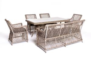 "Катания" обеденная группа плетеная на 6 персон, цвет бежевый "Катания" обеденная группа плетеная на 6 персон, цвет бежевый