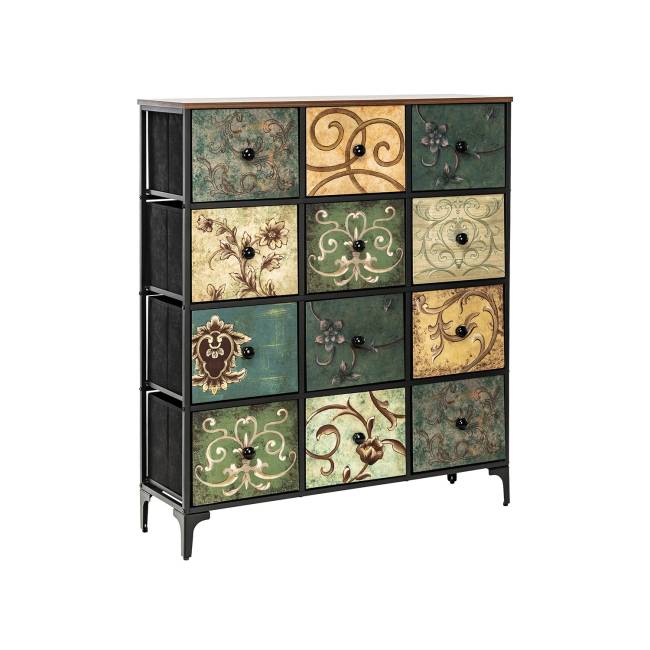 Комод Leset Лунет 12 ящ. Чёрный Мульти зеленый Комод Leset Лунет 12 ящ. Чёрный Мульти зеленый