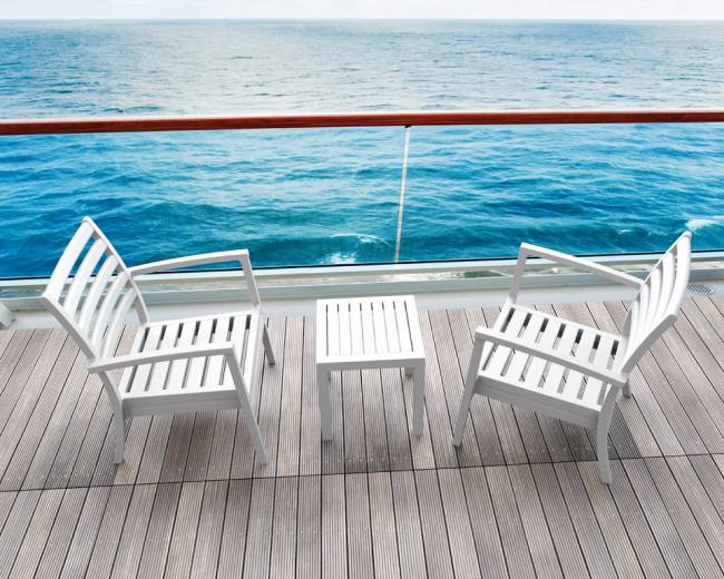 Столик пластиковый для лежака Ocean Side Table белый 450х450х450 мм