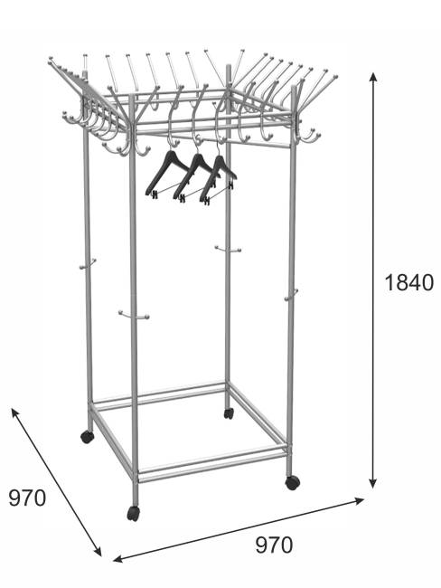 Вешалка напольная на колесах Пико 23 металлик