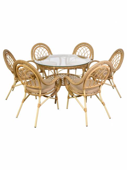 Стол Java (Ява) из искусственного ротанга, слоновая кость Стол Java (Ява) из искусственного ротанга, слоновая кость