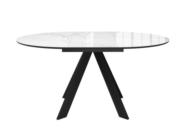 Стол DikLine SFC100 d1000 стекло Оптивайт Белый мрамор/подстолье черное Стол DikLine SFC100 d1000 стекло Оптивайт Белый мрамор/подстолье черное