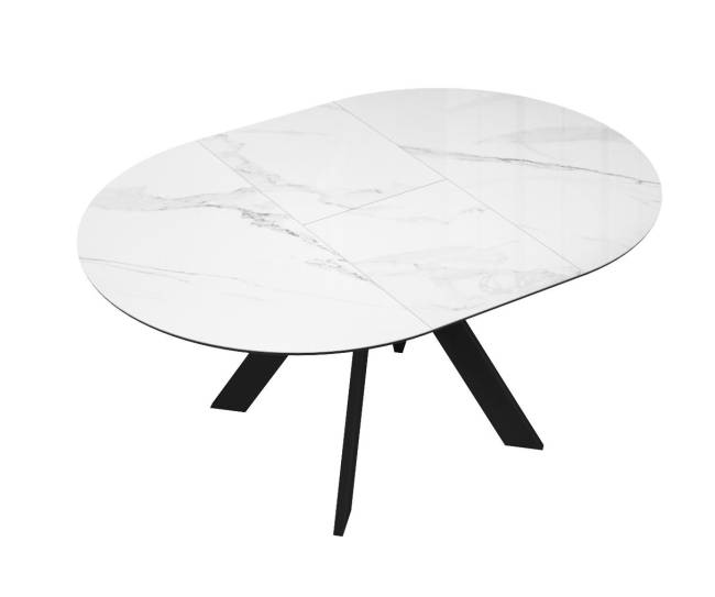 Стол DikLine SFC100 d1000 стекло Оптивайт Белый мрамор/подстолье черное Стол DikLine SFC100 d1000 стекло Оптивайт Белый мрамор/подстолье черное