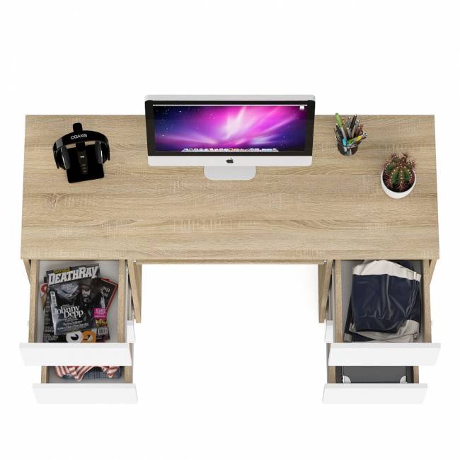 Компьютерный стол с двумя тумбами Мори МС-2 цвет дуб сонома/белый Компьютерный стол с двумя тумбами Мори МС-2 цвет дуб сонома/белый