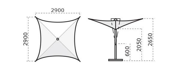 Зонт-парусник 2.9х2.9 м Vela Titanium титан, антрацит 2900х2900 мм Зонт-парусник 2.9х2.9 м Vela Titanium титан, антрацит 2900х2900 мм