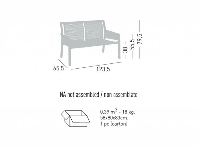 Диван пластиковый Grand Minush 1235х655х795 мм