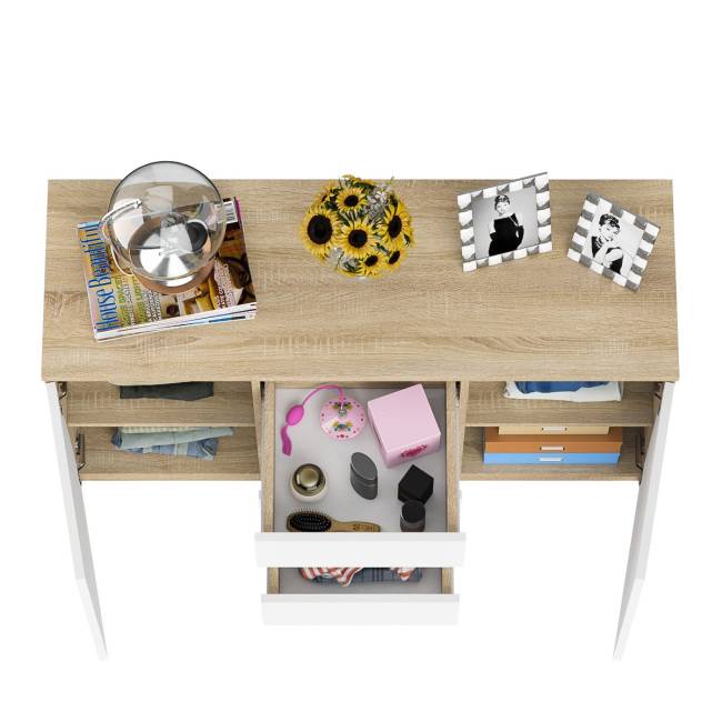 Комод-тумба три ящика и две дверки Мори МК1200.3 цвет дуб сонома/белый