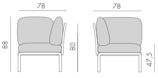 Модуль угловой пластиковый с подушками Komodo Elemento Angolo тортора, розовый 720х780х880 мм Модуль угловой пластиковый с подушками Komodo Elemento Angolo тортора, розовый 720х780х880 мм
