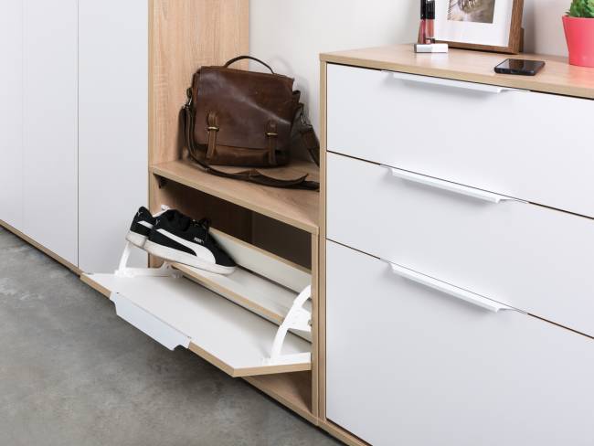 Обувница Куба Комод 13.58 цвет дуб сонома/белый премиум Обувница Куба Комод 13.58 цвет дуб сонома/белый премиум