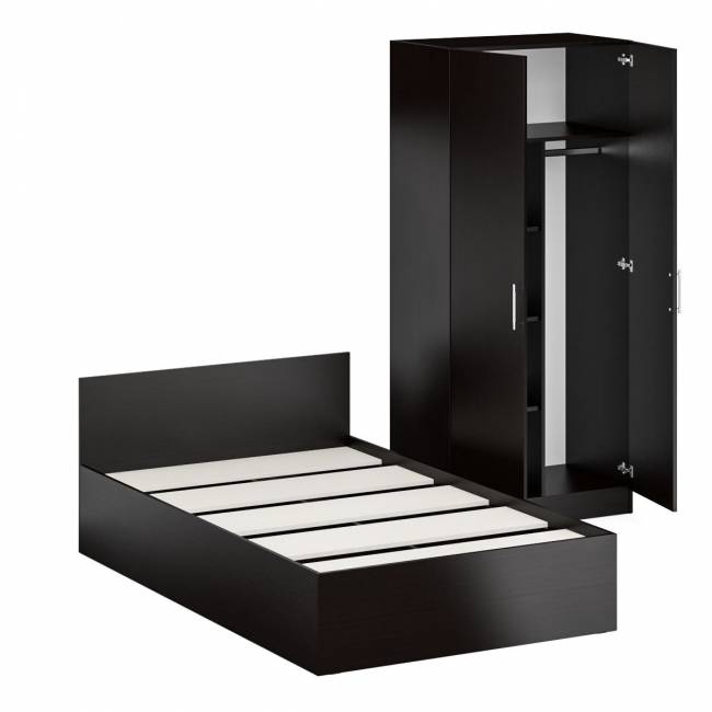 Кровать односпальная 1200 со шкафом для одежды 2-х створчатым Стандарт цвет венге Кровать односпальная 1200 со шкафом для одежды 2-х створчатым Стандарт цвет венге