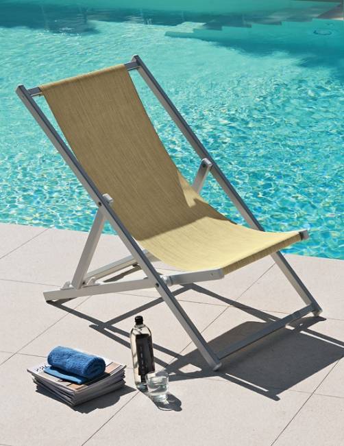 Кресло-шезлонг текстиленовое складное Sdraio серебристый, бежевый 590х1050х1090 мм Кресло-шезлонг текстиленовое складное Sdraio серебристый, бежевый 590х1050х1090 мм