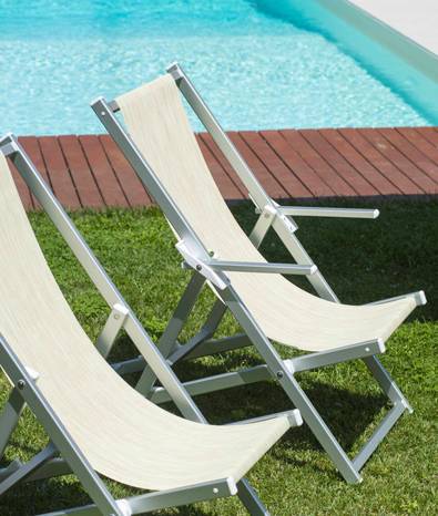 Кресло-шезлонг текстиленовое складное Sdraio серебристый, бежевый 590х1050х1090 мм Кресло-шезлонг текстиленовое складное Sdraio серебристый, бежевый 590х1050х1090 мм