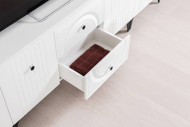 Стенка для гостиной с сервантом Валенсия № 60 цвет белый шагрень