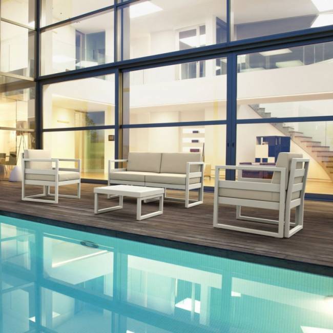 Комплект пластиковой мебели Mykonos белый, бежевый