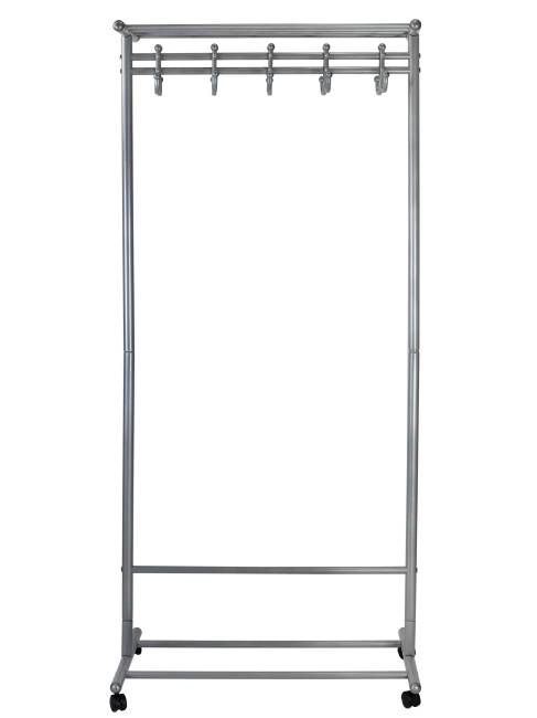Вешалка напольная на колесах М 9 металлик с крючками