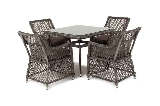 "Айриш" обеденная группа плетеная на 4 персоны, цвет графит "Айриш" обеденная группа плетеная на 4 персоны, цвет графит