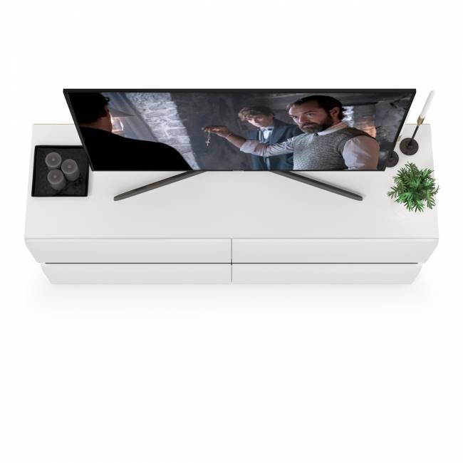 Тумба под ТВ Сидней 13.63 цвет белый/чёрный/МДФ белый глянец