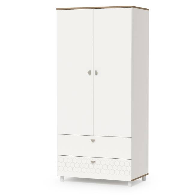 Детская кровать с ящиками для белья и шкафом для детской одежды Эйп цвет белый/дуб белый