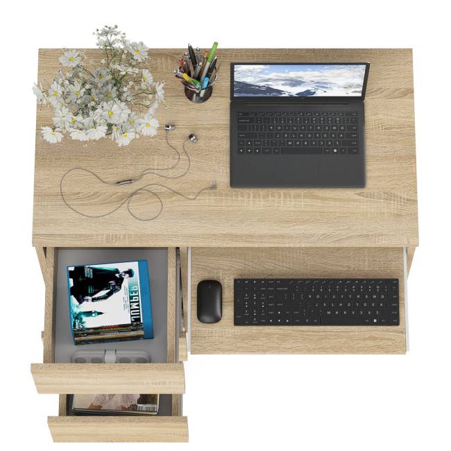 Стол компьютерный три ящика Мори МС-6 левый цвет дуб сонома