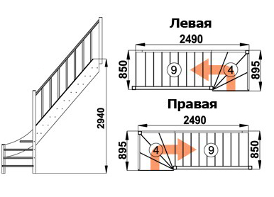 Деревянная лестница ЛС-07м/1 Деревянная лестница ЛС-07м/1