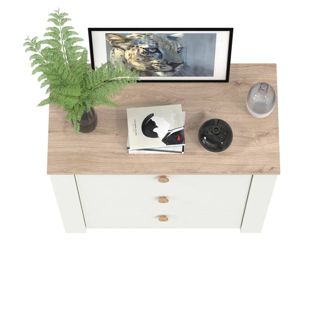 Комод три ящика Джастин 16.228.03 цвет белый шагрень/дуб белый эксклюзив Комод три ящика Джастин 16.228.03 цвет белый шагрень/дуб белый эксклюзив