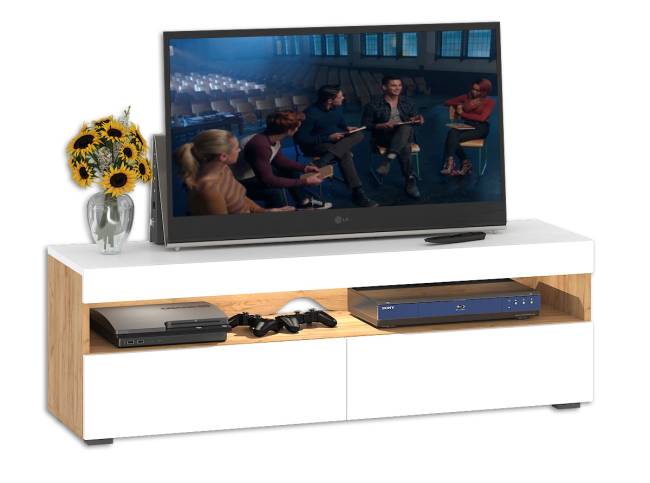 Тумба под ТВ Альба цвет дуб крафт золотой/белый премиум Тумба под ТВ Альба цвет дуб крафт золотой/белый премиум